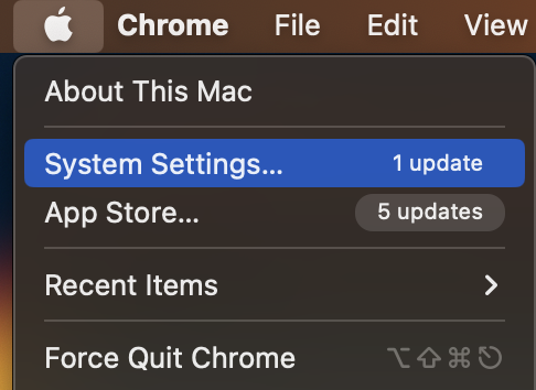 macOS Ventura System Settings Option